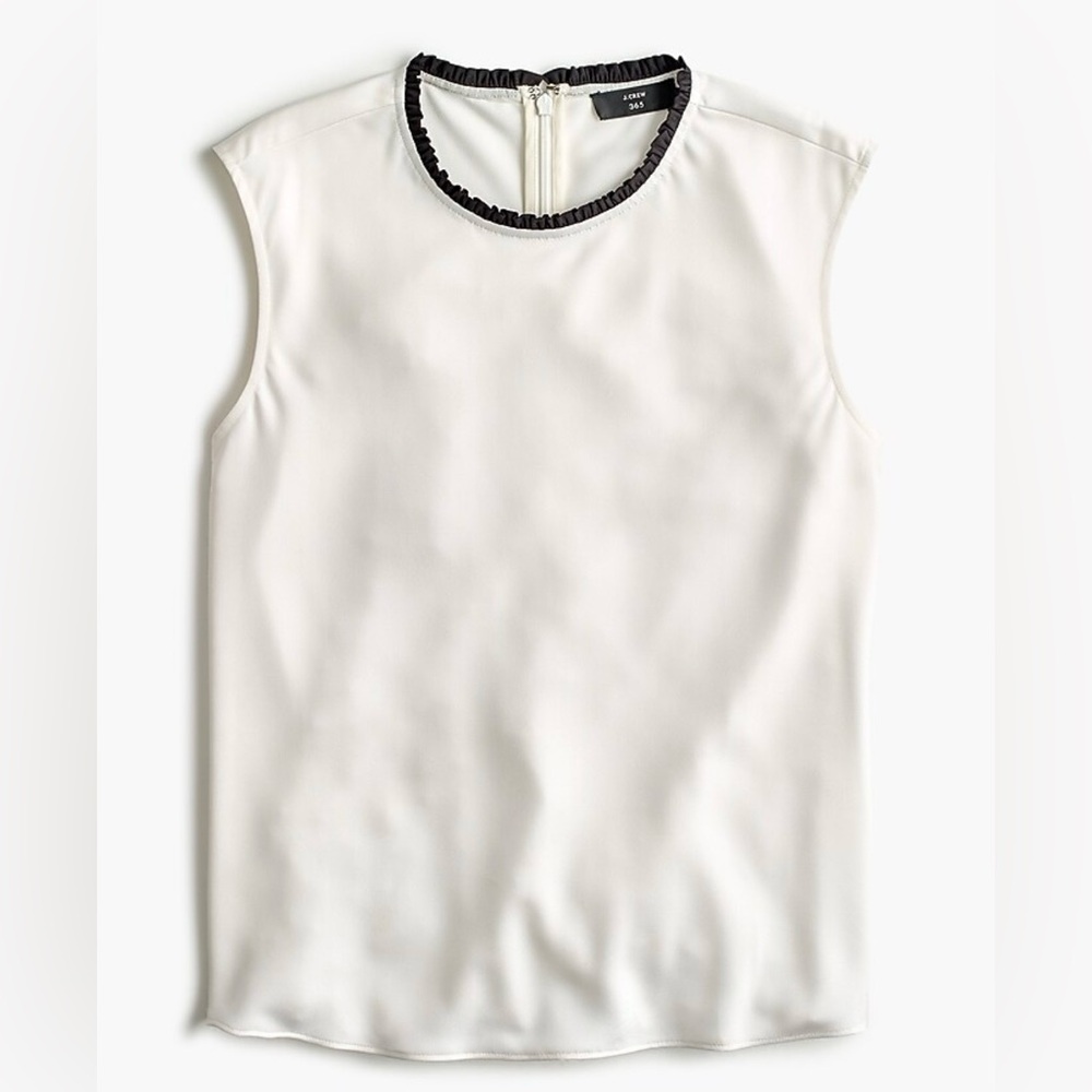 J. Crew White Sleeveless Blouse with Black Trim